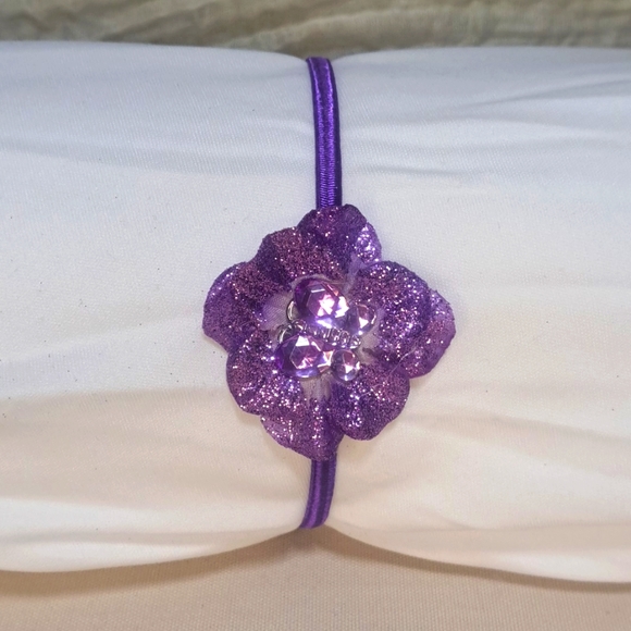 Hand Crafted Flower Butterfly Headband Purple Glitter Kids Hair Accessory - Picture 1 of 1